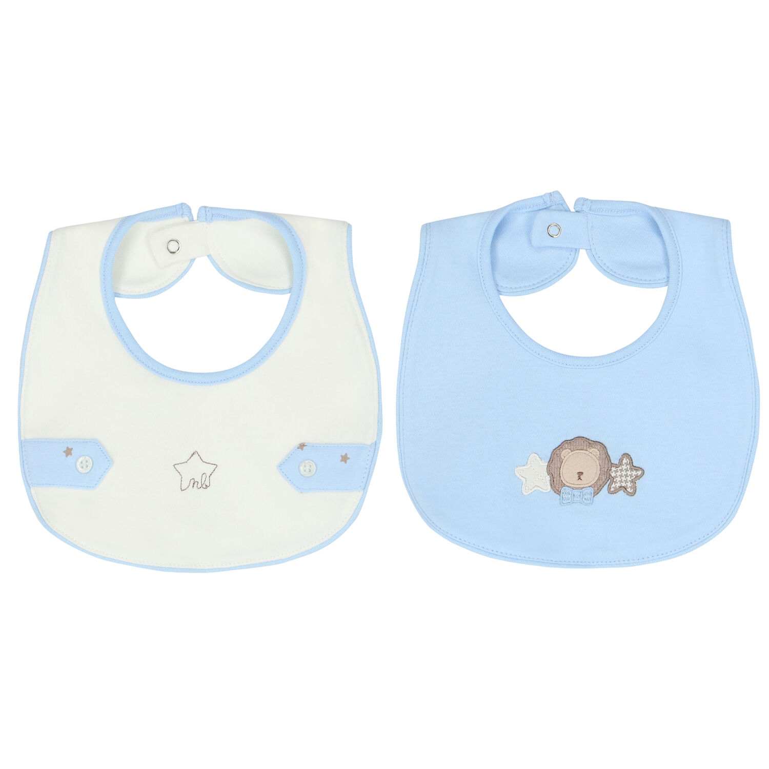 Baby Boys Blue & Ivory Bib ( 2-Pack ), 1, hi-res