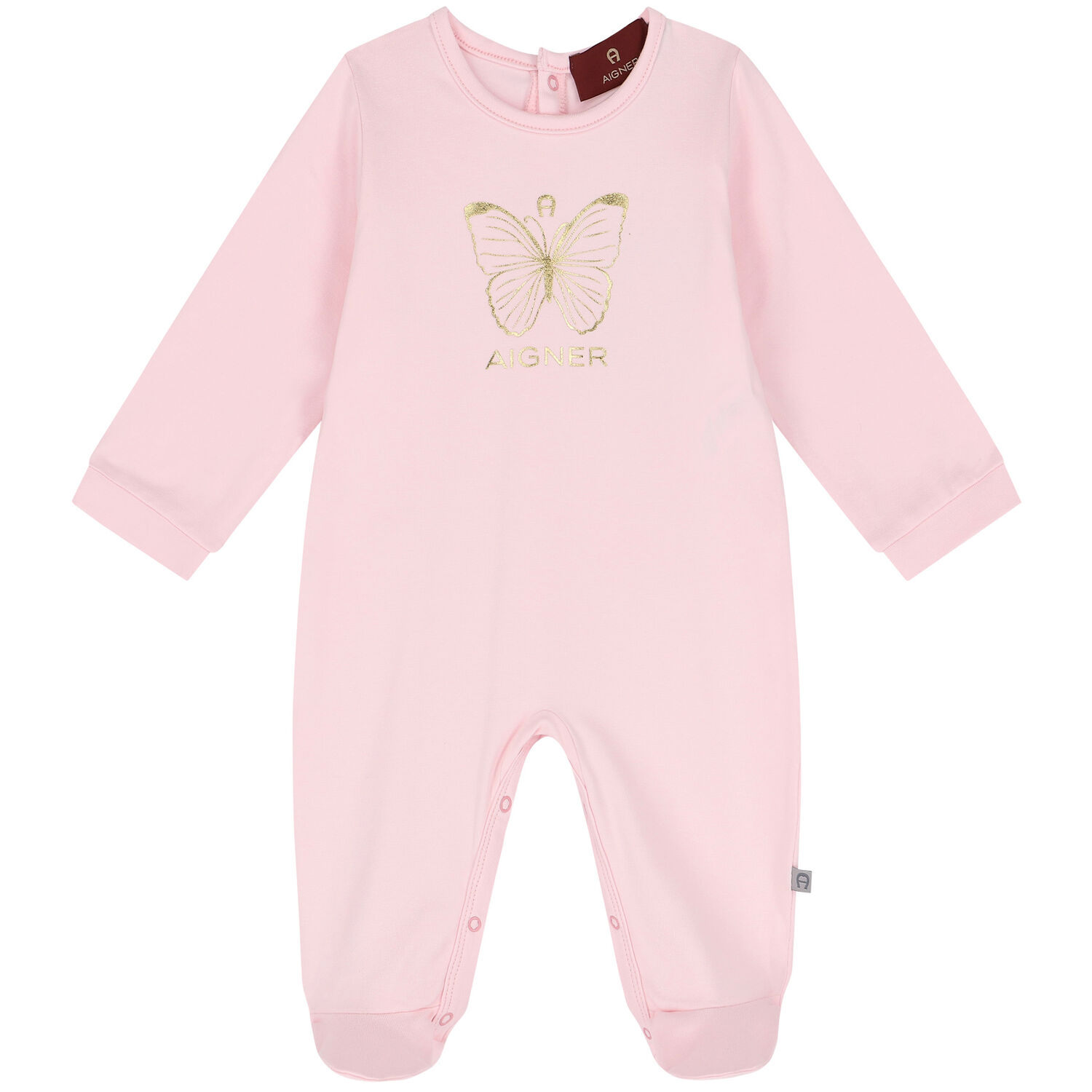 Baby Girls Pink Pima Cotton Logo Babygrow, 1, hi-res