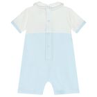 Baby Boys White & Blue Romper, 1, hi-res