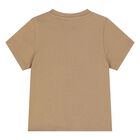 Younger Boys Mini Me Beige Logo T-Shirt, 9, hi-res