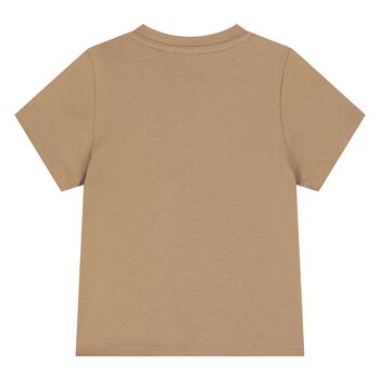 Younger Boys Mini Me Beige Logo T-Shirt