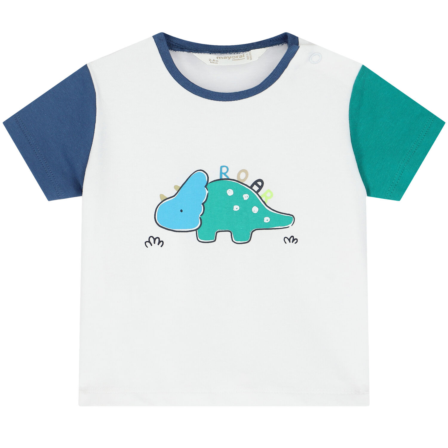 Baby Boys White & Blue Dinosaur T-Shirts (2 Pack), 1, hi-res image number null