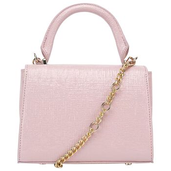 Girls Metallic Pink Textured Faux Leather Handbag