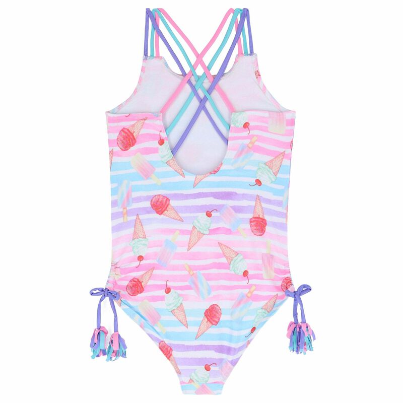 Girls Pink Printed Swimsuit, 1, hi-res image number null