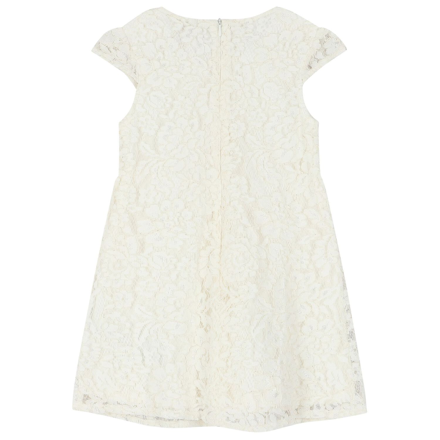 Girls Ivory Lace Dress, 1, hi-res