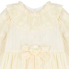 Girls Ivory & Gold Ruffled Dress, 1, hi-res