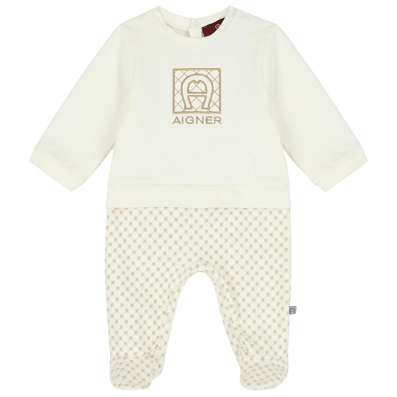 Ivory & Gold Logo Babygrow Set, 1, hi-res