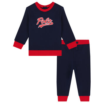 Younger Boys Navy & Red Logo Tracksuit