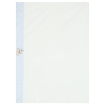 Baby Boys White & Blue Teddy Bear Blanket Set