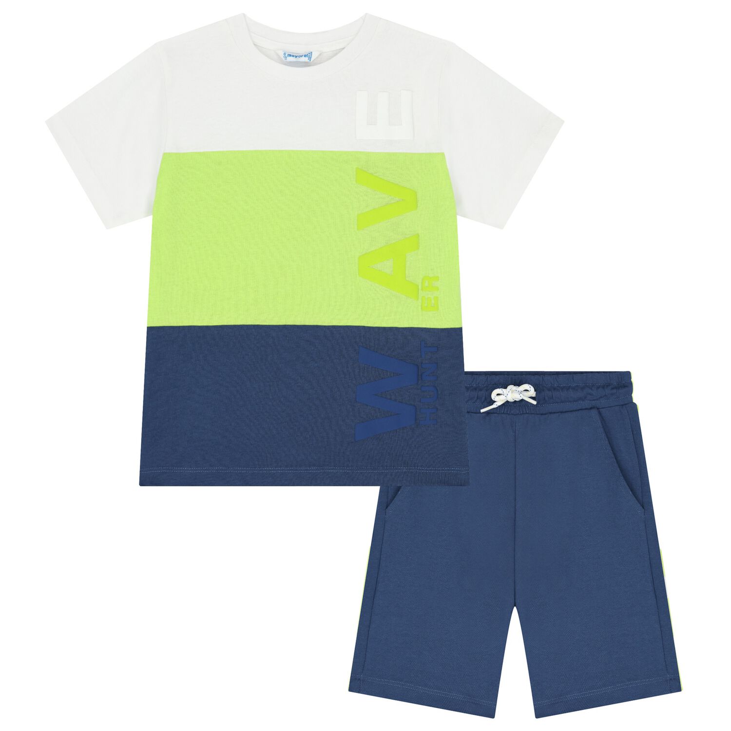 Boys White, Green, & Navy Blue Shorts Set, 1, hi-res image number null