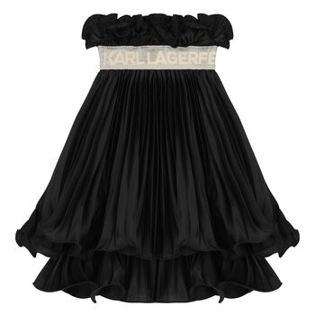 Girls Black Logo Ruffled Skirt