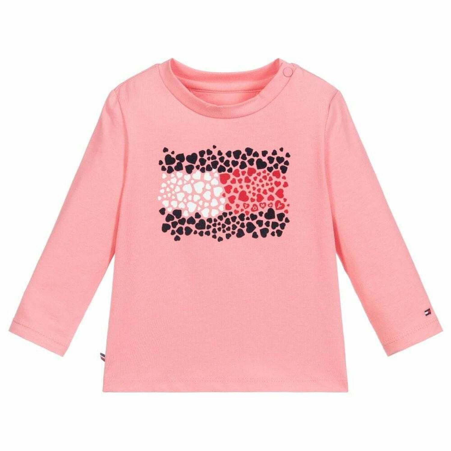 Baby Girls Pink Long Sleeve Logo Top, 2, hi-res