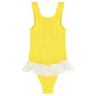 Girls Yellow Ruffle Crinkle Swimsuit, 1, hi-res