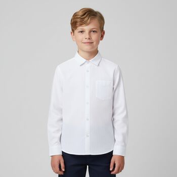 Boys White Long Sleeve Shirt