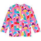 Girls Pink Logo Rash Vest, 1, hi-res