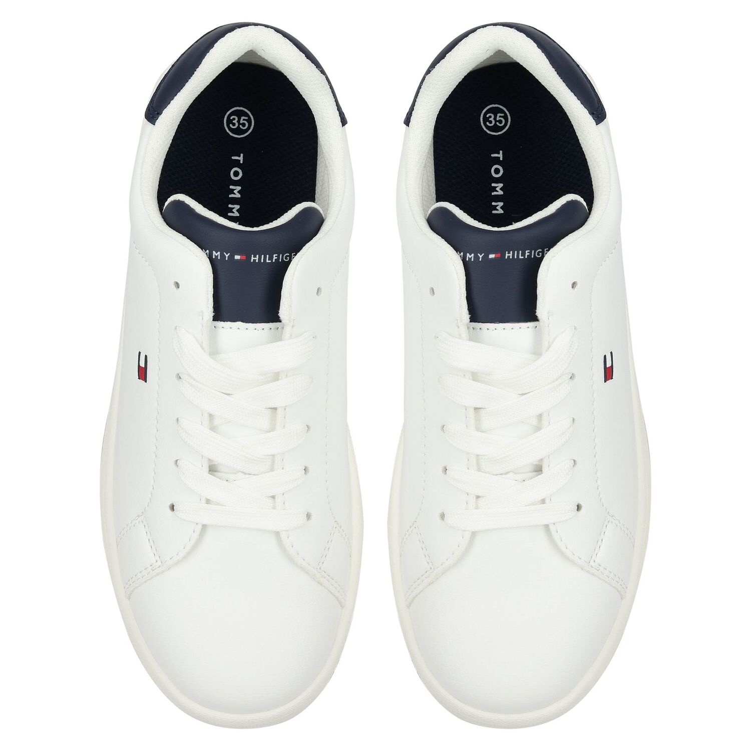 Boys White & Blue Logo Leather Trainers, 1, hi-res image number null