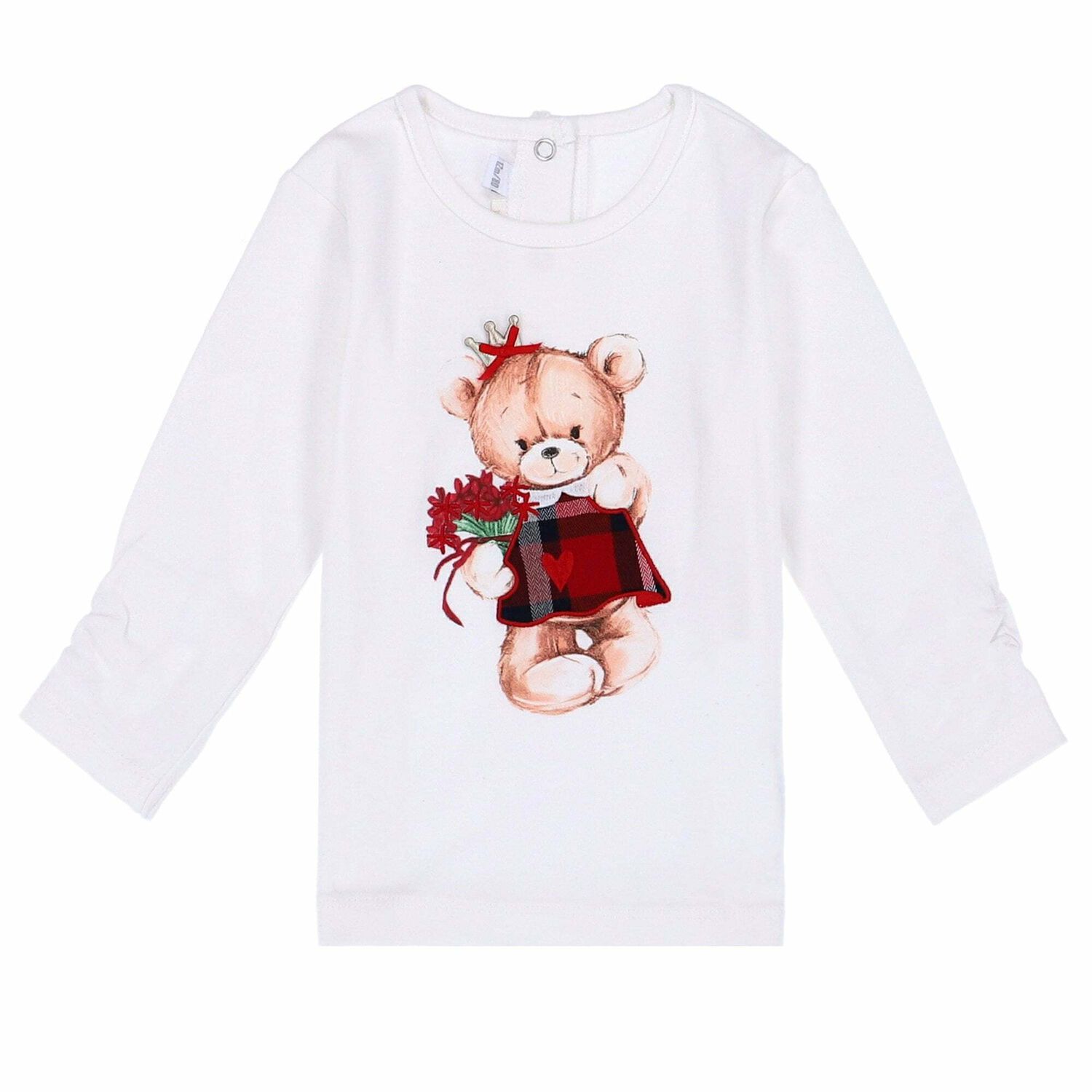 Baby Girls White Cotton Top, 1, hi-res