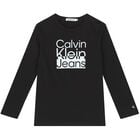 Boys Black Logo Long Sleeve Top, 1, hi-res