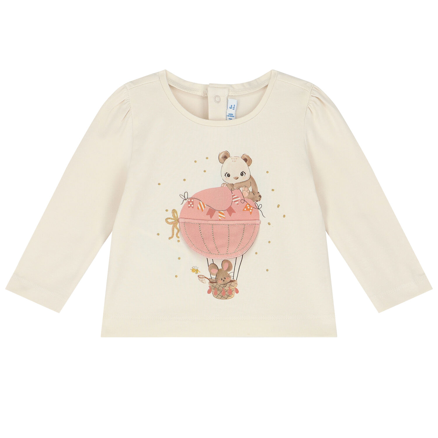 Younger Girls Ivory Graphic Long Sleeve Top, 1, hi-res image number null