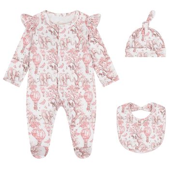 My Little Pie Baby Girls White & Pink Africa Babygrow Gift Set, 1 Baby Girls White & Pink Africa Babygrow Gift Set