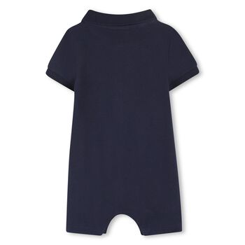 Baby Boys Navy Blue Logo Romper