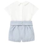 Baby Boys White & Blue Shorts Set, 1, hi-res