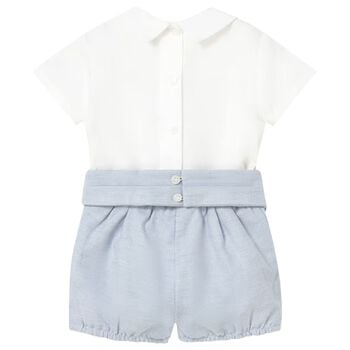 Baby Boys White & Blue Shorts Set