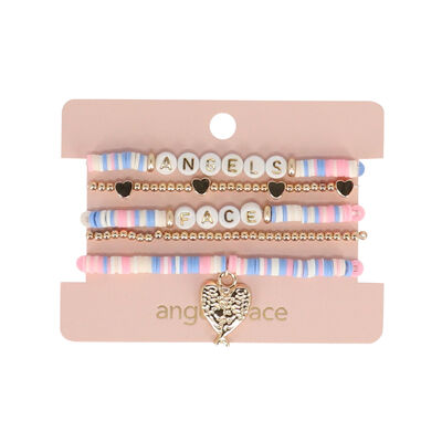 Girls Ivory & Lilac Bracelets (5 Pack)