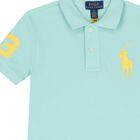 Boys Turquoise Blue Logo Polo Shirt, 1, hi-res