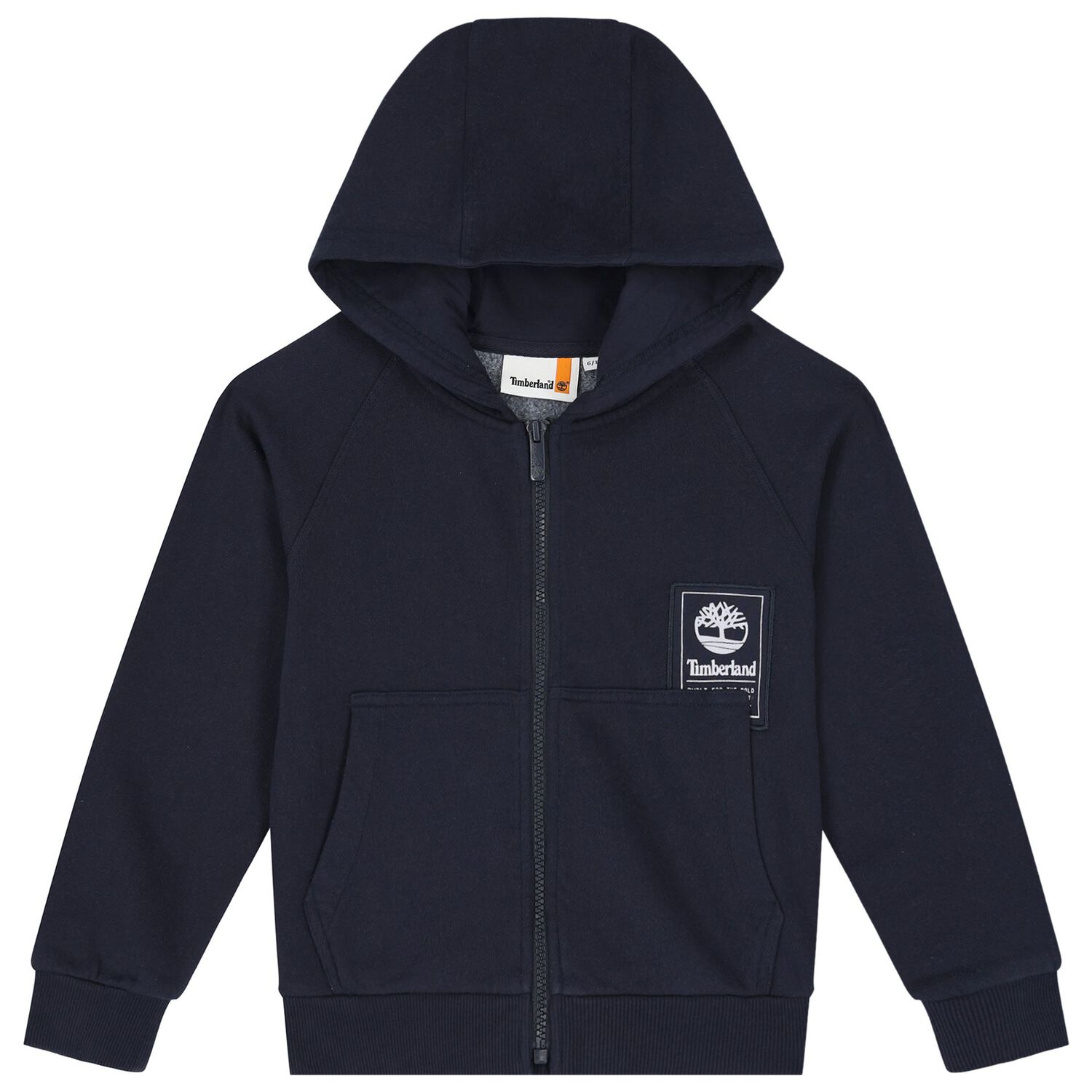 Boys Navy Blue Logo Hooded Zip Up Top, 1, hi-res