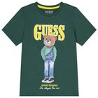 Boys Green Teddy Bear Logo T-Shirt, 1, hi-res