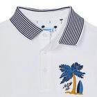 Boys White Cotton Polo Shirt, 1, hi-res