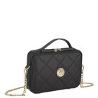 Girls Black Quilted Handbag, 1, hi-res