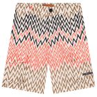 Boys Beige Logo Zig Zag Shorts, 1, hi-res