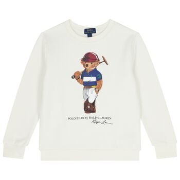 Boys White Polo Bear Sweatshirt