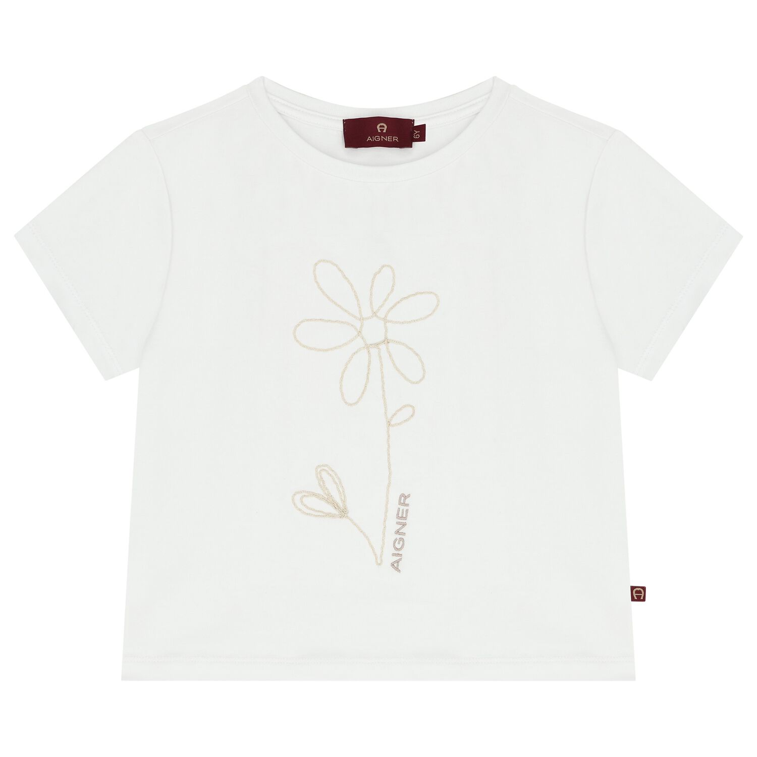 Girls White Flower Logo T-Shirt, 1, hi-res