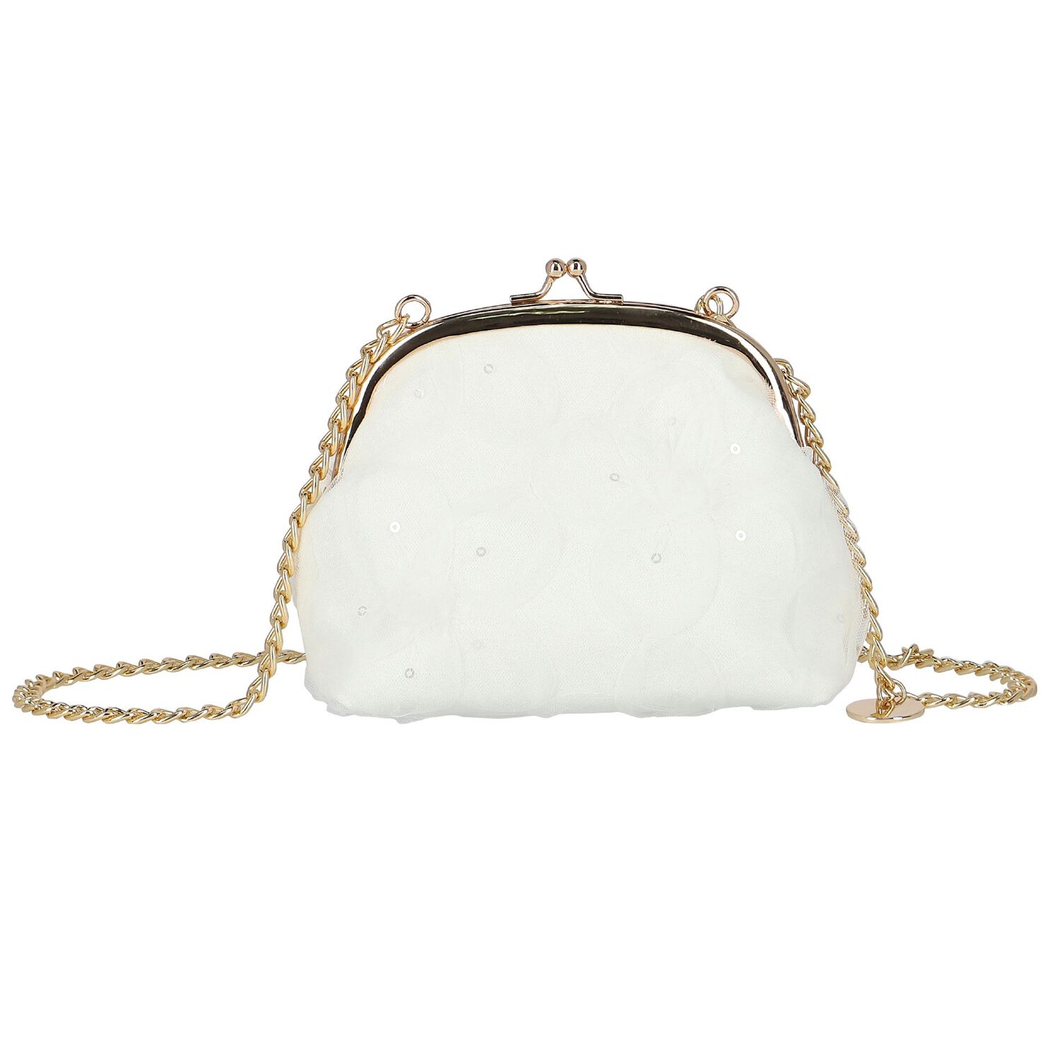 Girls Ivory Tulle Lace Shoulder Bag, 1, hi-res