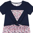 Girls Navy Floral T-Shirt Dress, 1, hi-res