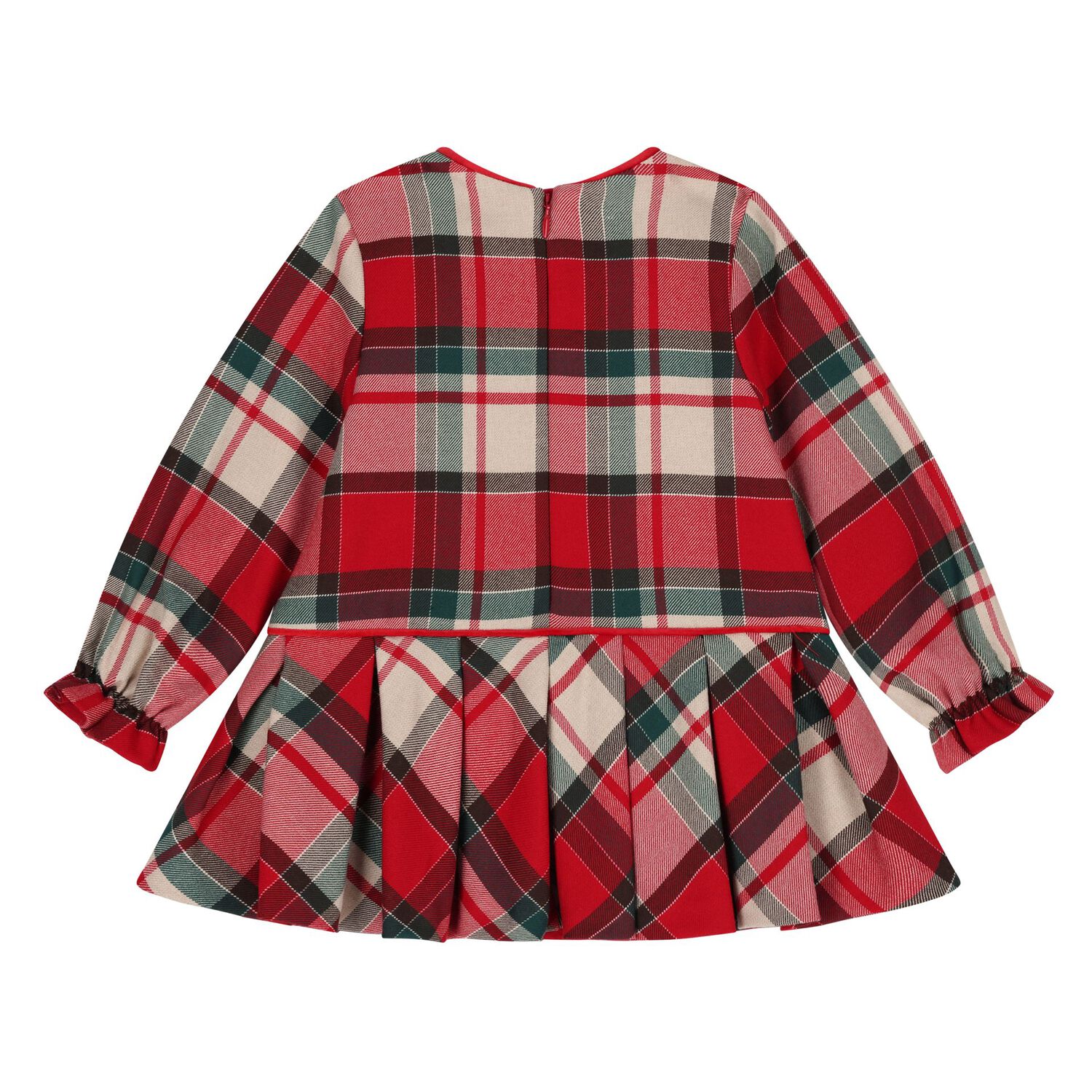 Younger Girls Red Tartan Dress, 1, hi-res