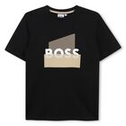 Boys Mini Me Black Logo T-Shirt, 2, hi-res