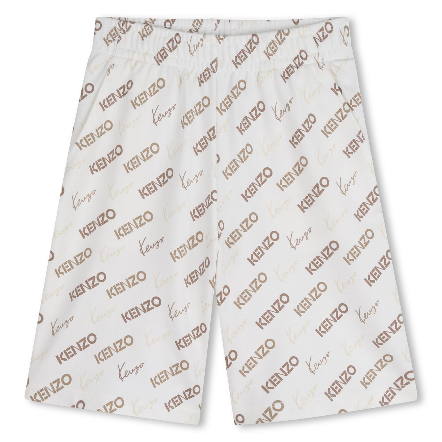 Ivory & Beige Logo Shorts, 1, hi-res