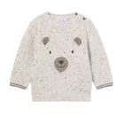 Younger Boys Ivory Bear Knitted Sweater, 1, hi-res