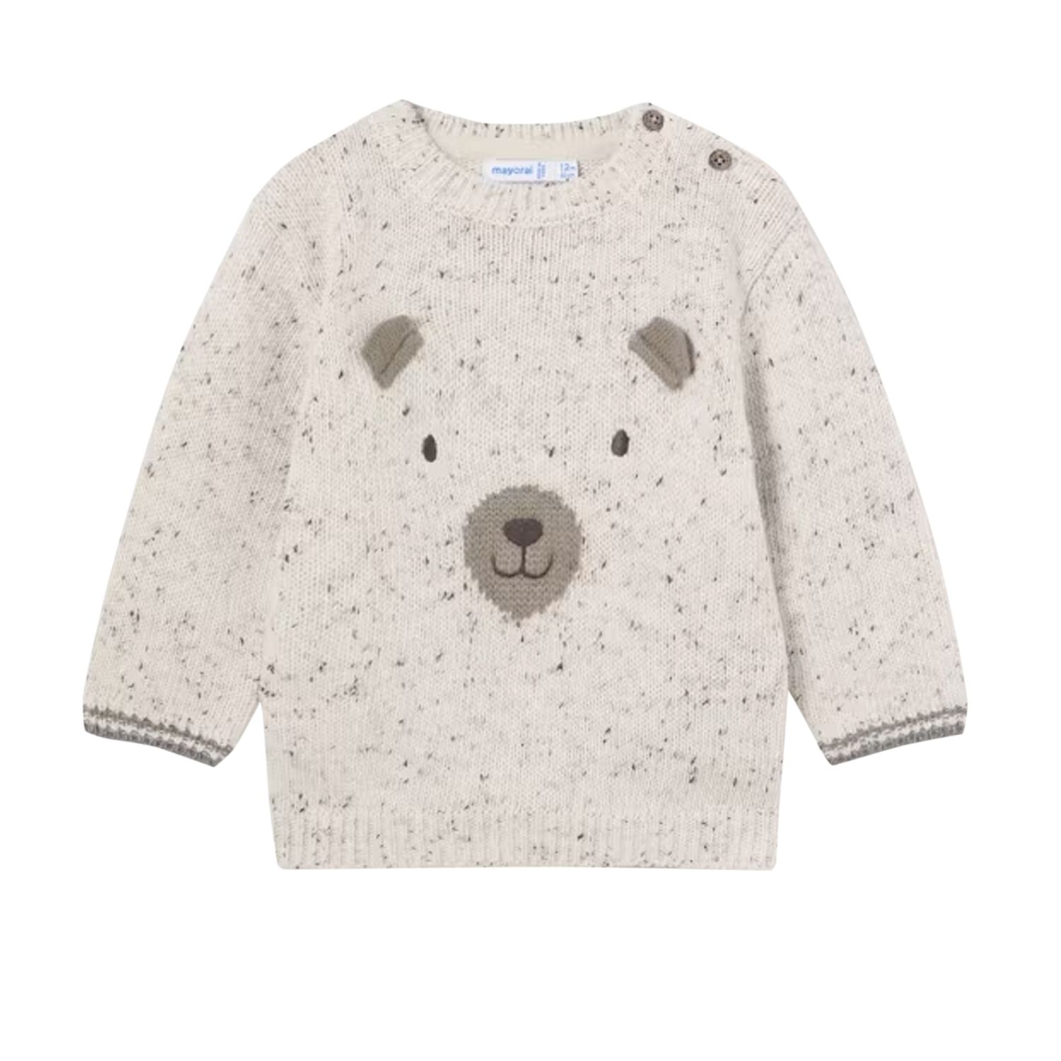 Younger Boys Ivory Bear Knitted Sweater, 1, hi-res image number null