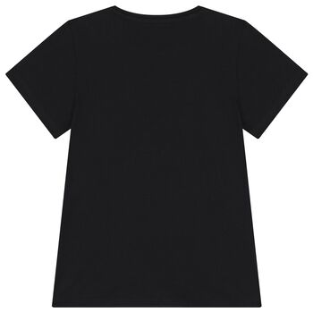 Girls Black Embellished Logo T-Shirt