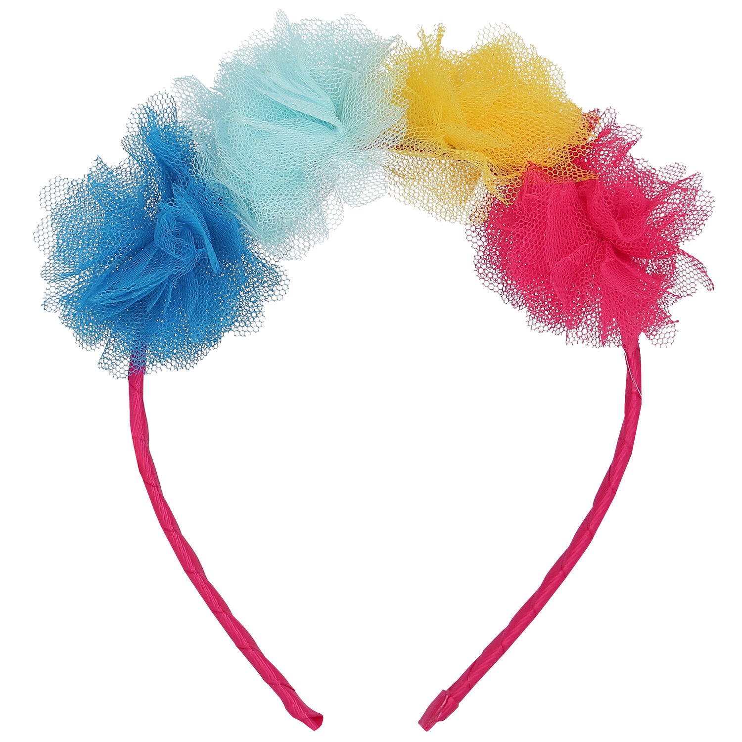 Girls Multi-Colored Tulle Flower Headband, 1, hi-res