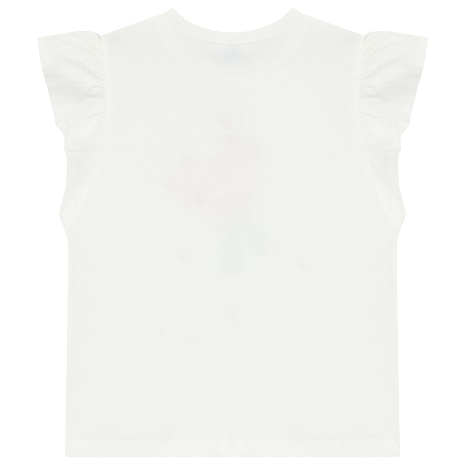 Girls White Ruffled T-Shirt, 1, hi-res