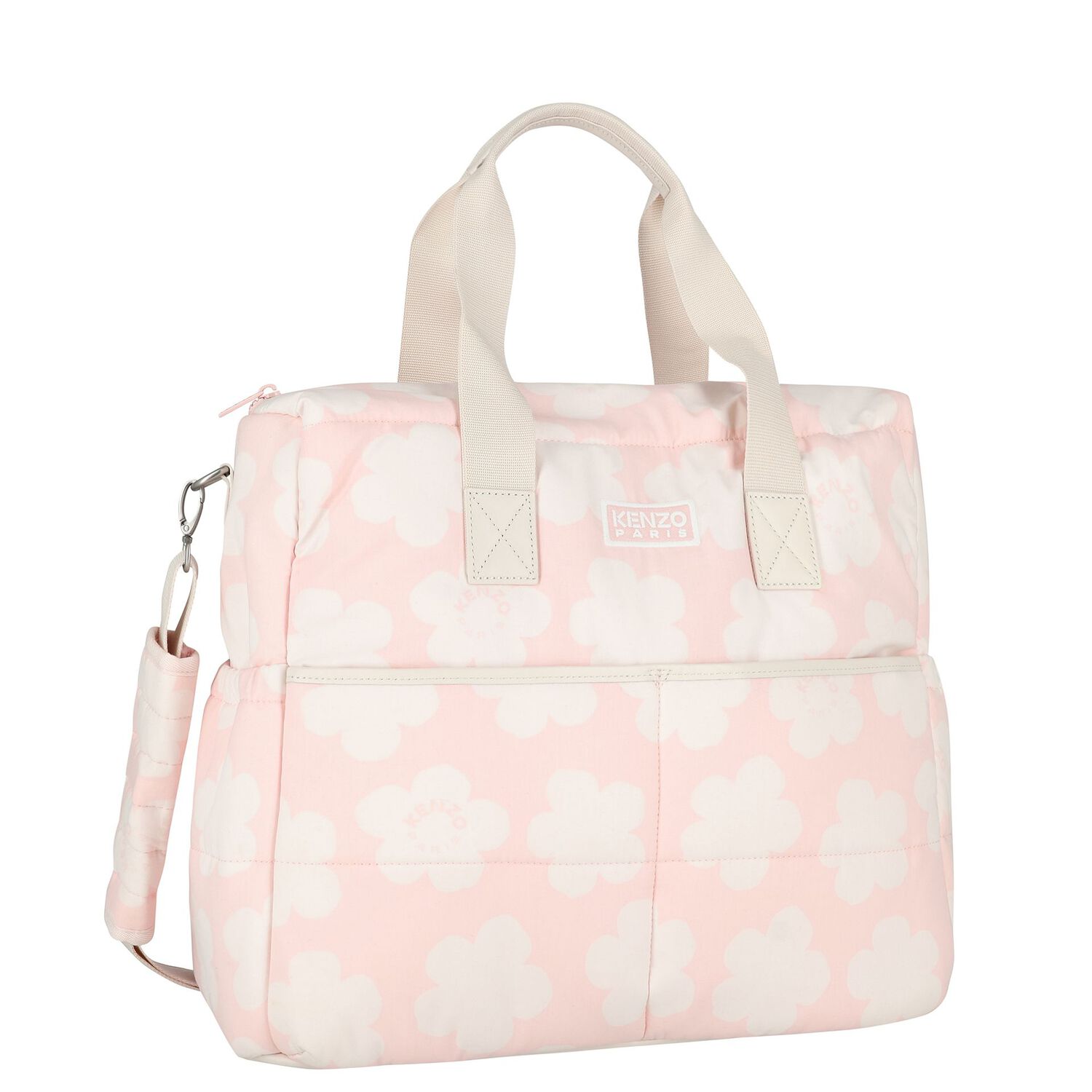 Baby Girls Pink & Ivory Flower Logo Changing Bag, 1, hi-res