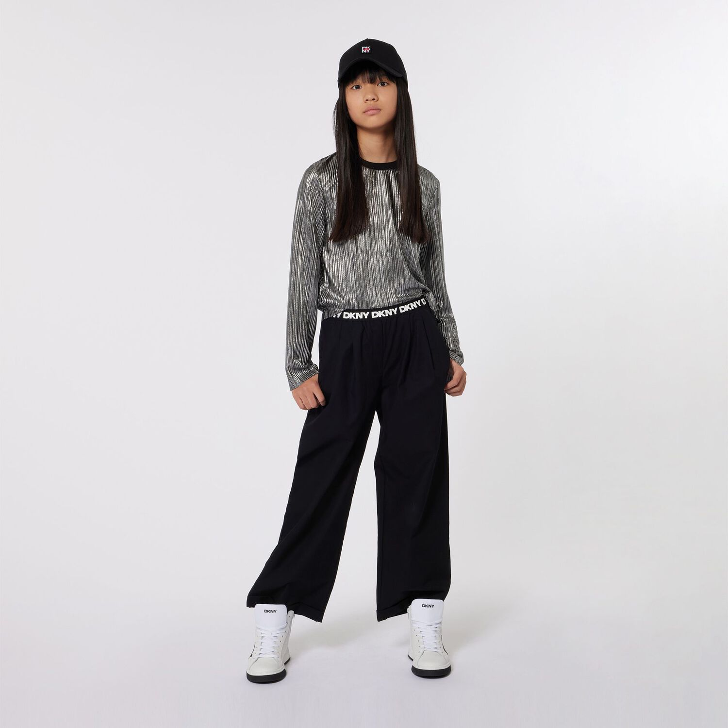 Girls Black Logo Trousers, 1, hi-res image number null