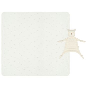 White & Beige Comforter & Blanket Gift Set