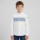 Boys White Logo Shirt, 2, hi-res